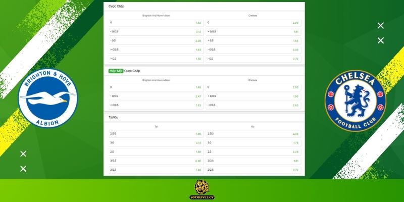 Soi kèo Brighton & Hove Albion vs Chelsea rạng sáng mai: Bảng tỷ lệ kèo nhà cái và dự đoán tỷ số "chuẩn chỉ" từ chuyên gia Socolive TV
